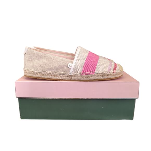 Kate Spade Gramercy Espadrille Flats Women's Size 7.5B Tan Beige Pink‎ Stripes - Picture 1 of 9